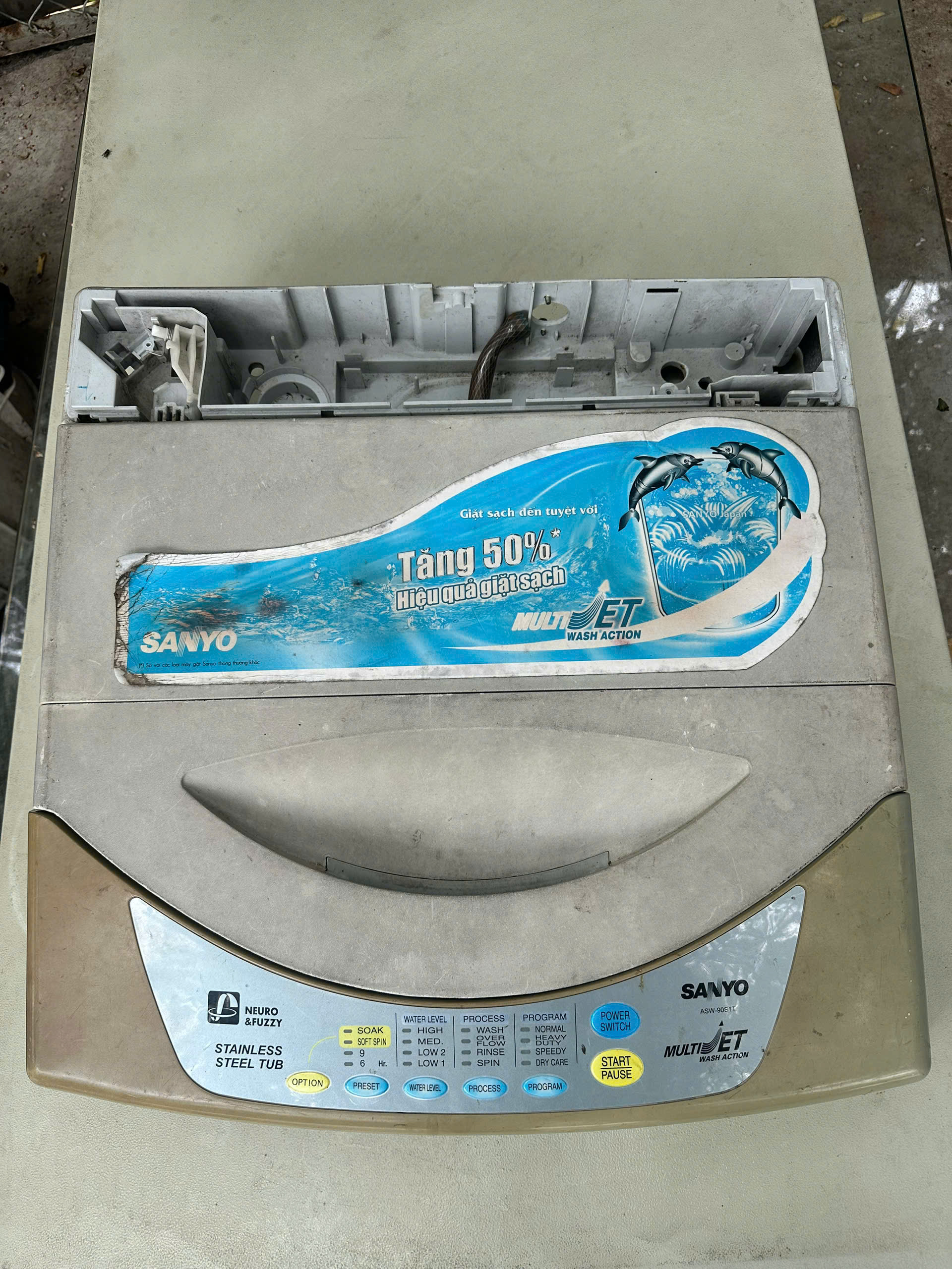 Mặt nạ, nắp máy giặt Sanyo ASW-90S1T cửa trên tháo máy
