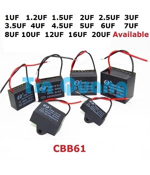 Tụ điện quạt máy lạnh điều hòa CBB61 6uF loại có dây